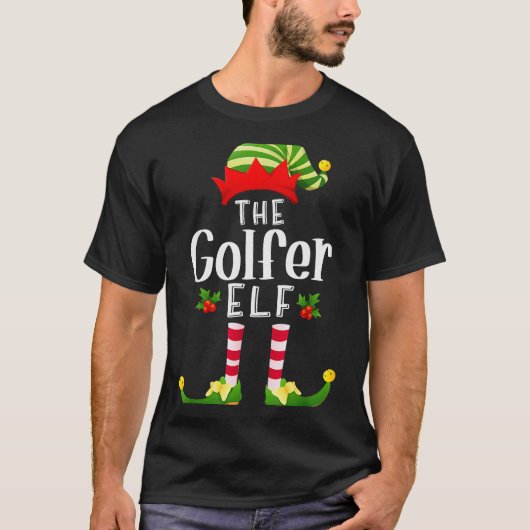 Golfer Christmas Elf Matching Pajama X-mas Party  Tシャツ (正面)