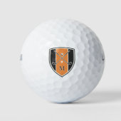 Golfer Crest Crossed Clubs Custom Initial Orange ゴルフボール (正面)