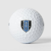 Golfer Crest Crossed Clubs Initial Black Blue ゴルフボール (正面)