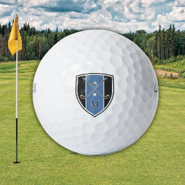 Golfer Crest Crossed Clubs Initial Black Blue ゴルフボール