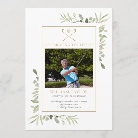 Golfer Funeral Memorial Order Of Service プログラム (正面)