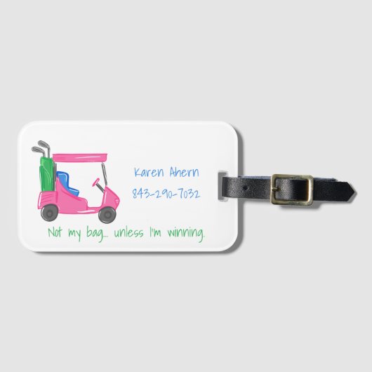 Golfer Funny Preppy Golf Cart Custom  ラゲッジタグ (正面横)