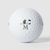 Golfer Gift Minimalist Green Monogram Custom ゴルフボール (正面)