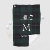 Golfer Gift Minimalist Monogram Plaid Custom Golf ゴルフタオル (インサイチュ)