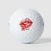 Golfer Happy Valentine's Day with big lips ゴルフボール (正面)