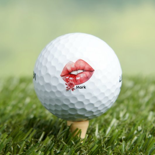 Golfer Happy Valentine's Day with big lips ゴルフボール (インサイチュ 木)