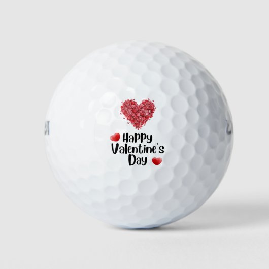 Golfer Happy Valentine's Day with love red heart   ゴルフボール (正面)