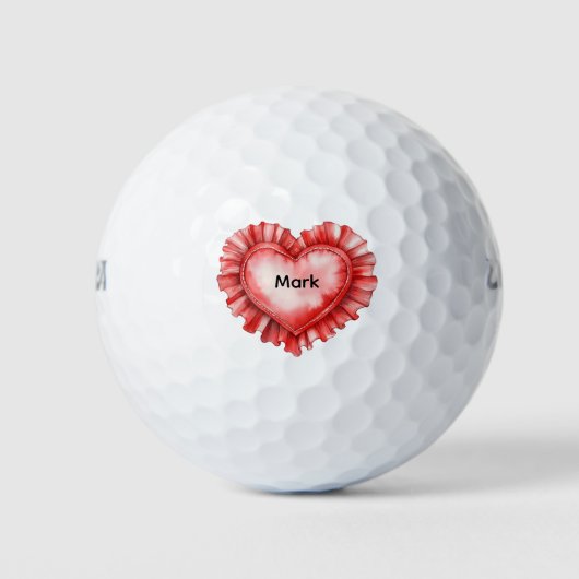 Golfer Happy Valentine's Day with love red heart   ゴルフボール (正面)