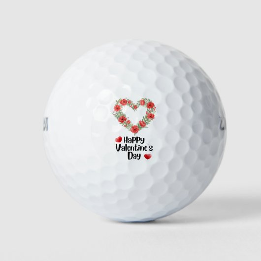 Golfer Happy Valentine's Day with love red heart   ゴルフボール (正面)
