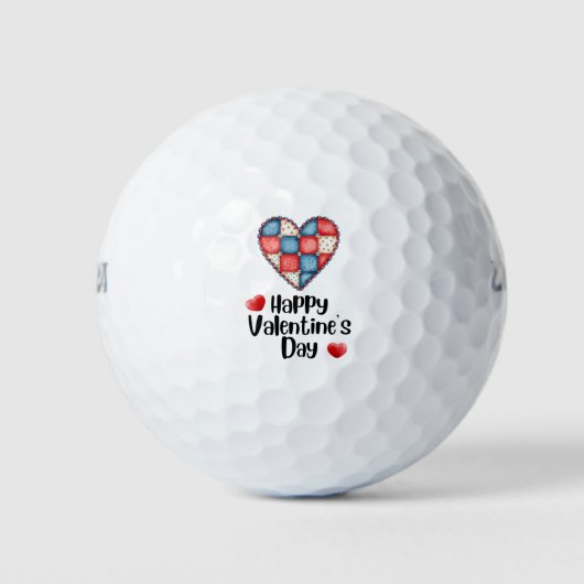 Golfer Happy Valentine's Day with love red heart   ゴルフボール (正面)