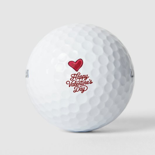 Golfer Happy Valentine's Day with love red heart   ゴルフボール (正面)