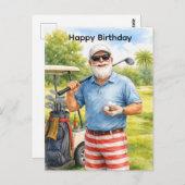 Golfer holding golf ball with text Happy Birthday ポストカード (正面/裏面)