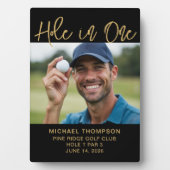 Golfer Hole In One Photo Award Keepsake Black Gold フォトプラーク (正面)