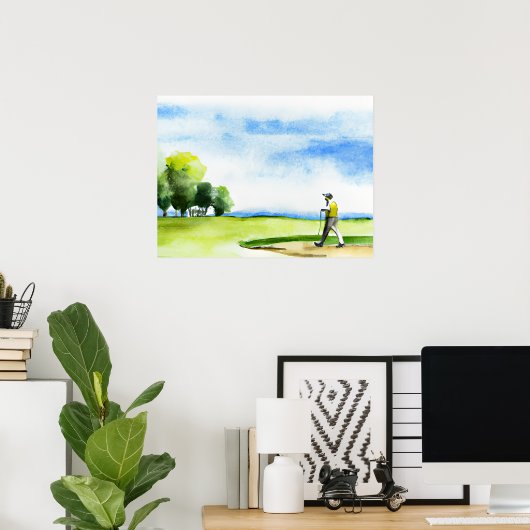 Golfer in golf course watercolor  ポスター (ホームオフィス)