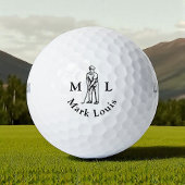 Golfer Initials Black Name Personalized ゴルフボール
