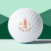 Golfer Man Icon Initials / Name Personalized ゴルフボール