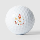 Golfer Man Icon Initials / Name Personalized ゴルフボール (正面)