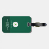 Golfer Man with Golf Club Cool Green ラゲッジタグ (裏面横)