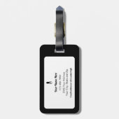 Golfer Personalized Name Modern Black & White ラゲッジタグ (裏面縦)