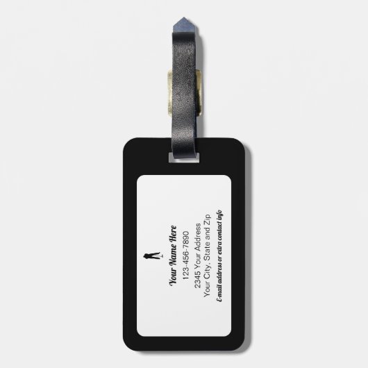 Golfer Personalized Name Modern Black & White ラゲッジタグ (裏面縦)