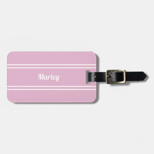 Golfer Personalized Name Modern Pink & White ラゲッジタグ (正面横)
