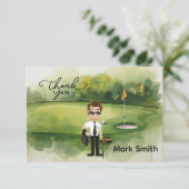 Golfer Pilot on Golf Course with text Thank you  サンキューカード (スタンド正面)