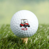 Golfer Red Cart Personalized 3 Initial Monogram ゴルフボール (インサイチュ 木)
