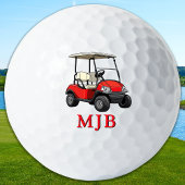 Golfer Red Cart Personalized 3 Initial Monogram ゴルフボール