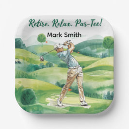 Golfer retirement par tee party golfing on course ペーパープレート