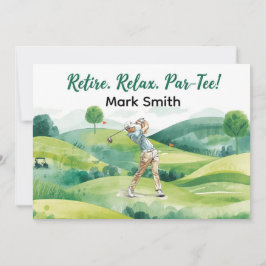 Golfer retirement par tee party golfing on course 招待状