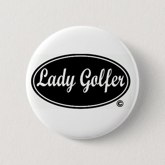 Golfer Round Button女性 缶バッジ (正面)