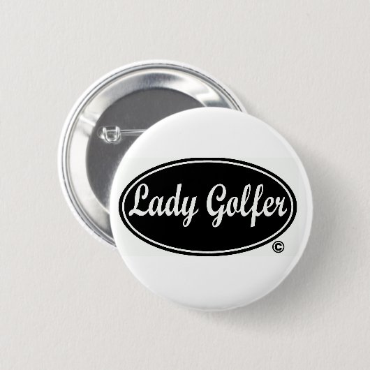 Golfer Round Button女性 缶バッジ (正面&裏面)