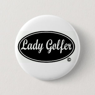 Golfer Round Button女性 缶バッジ