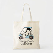 Golfer’s Personalized Flamingo Golf Baby Blue トートバッグ (正面)