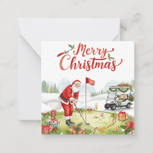 Golfer Santa Claus Golfing Christmas Holiday ノートカード (正面)