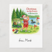 Golfer Santa Claus Golfing in Minnesota Lake view シーズンポストカード (正面)