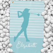 Golfer Silhouette Monogrammed Name Teal  ゴルフタオル