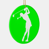 Golfer Silhouette Ornament Green女性 セラミックオーナメント (右)