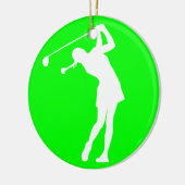 Golfer Silhouette Ornament Green女性 セラミックオーナメント (左)