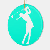 Golfer Silhouette Ornament Turquoise女性 セラミックオーナメント (左)