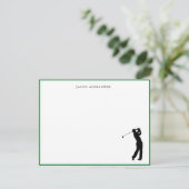 Golfer Silhouette Personalized Green Border サンキューカード (スタンド正面)