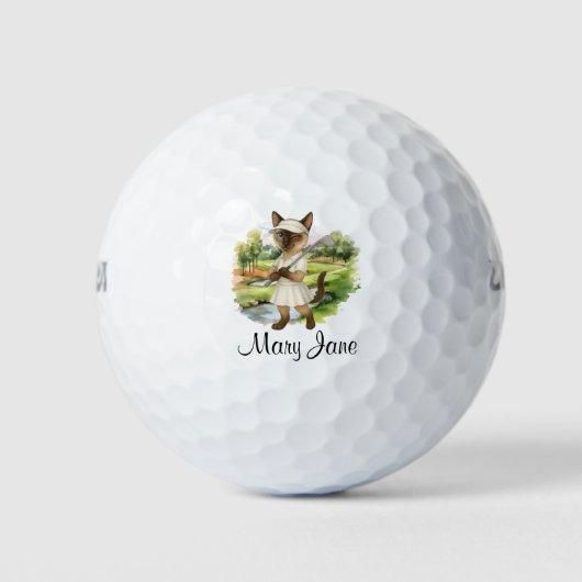 Golfer themed for Bachelorette Bride Cat Lovers ゴルフボール (正面)