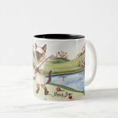 Golfer themed Woman Bachelorette Bride Cat Lovers ツートーンマグカップ (正面右)