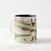 Golfer themed Woman Bachelorette Bride Cat Lovers ツートーンマグカップ (正面左)