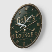 Golfer's Lounge Vintage Golf Club Golfer Gift ラージ壁時計 (傾斜)