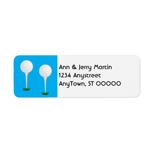 golfers return address label golf balls on blue ラベル (正面)