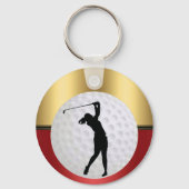 Golfing ball and golfer Elegant background キーホルダー (正面)