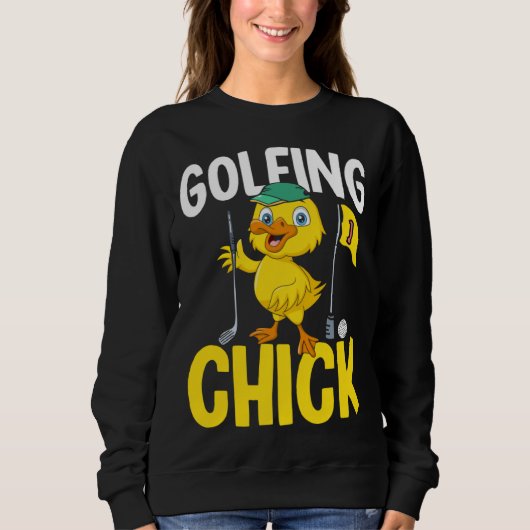 Golfing Chick Women Cute Golfing Ladies Golf スウェットシャツ (正面)