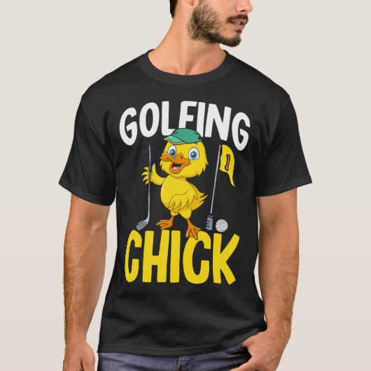 Golfing Chick Women Cute Golfing Ladies Golf Tシャツ (正面)