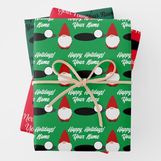Golfing Christmas gnome wrapping paper sheets ラッピングペーパーシート (インサイチュ)